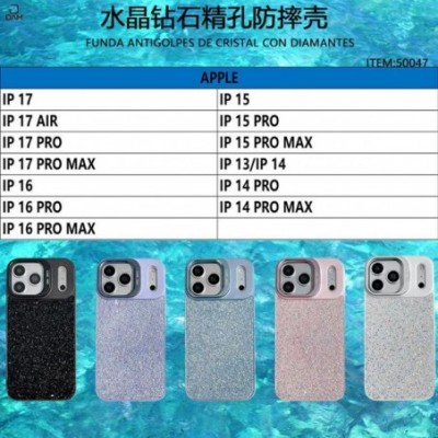 IP 15 FUNDA ANTIGOLPES DE CRISTAL CON DIAMANTES