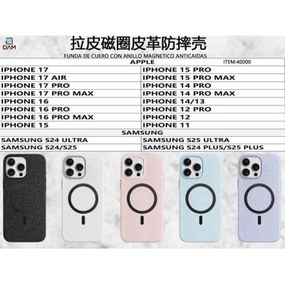 IPHONE 12/12 PRO FUNDA DE CUERO CON ANILLO MAGNETICO ANTICAIDAS