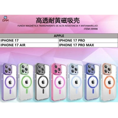 IPHONE 17 PRO FUNDA MAGNETICA TRANSPARENTE DE ALTA RESISTENCIA Y ANTIAMARILLEO