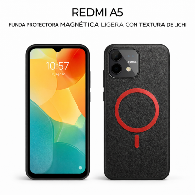REDMI A5 FUNDA PROTECTORA MAGNETICA LIGERA CON TEXTURA DE LICHI