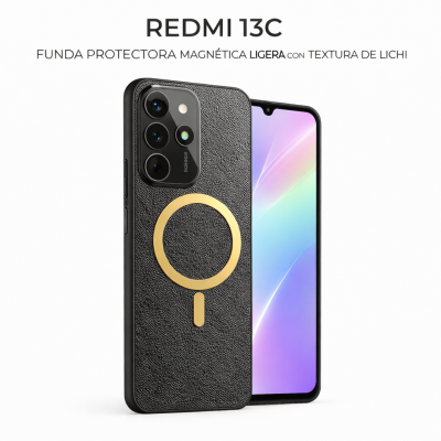 REDMI 13C FUNDA PROTECTORA MAGNETICA LIGERA CON TEXTURA DE LICHI
