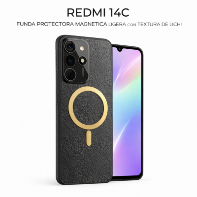 REDMI 14C FUNDA PROTECTORA MAGNETICA LIGERA CON TEXTURA DE LICHI