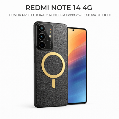 REDMI NOTE 14 4G FUNDA PROTECTORA MAGNETICA LIGERA CON TEXTURA DE LICHI
