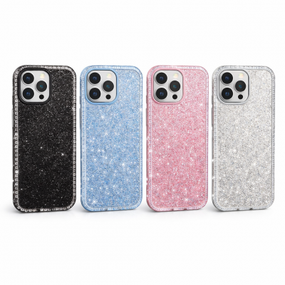 IP 14 PRO FUNDA ANTIGOLPES DE CRISTAL CON DIAMANTES
