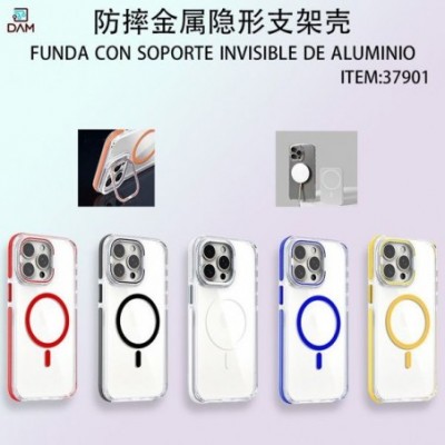 IPHONE 16 PRO FUNDA CON SOPORTE INVISIBLE DE ALUMINIO