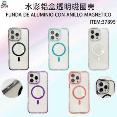 IPHONE 16 PLUS FUNDA DE ALUMINIO CON ANILLO MAGNETICO