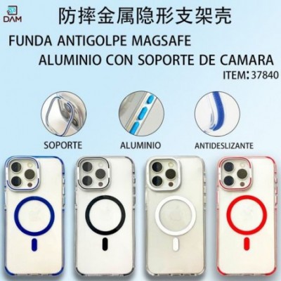 IPHONE 13/14 FUNDA ANTIGOLPE MAGSAFEALUMINIO CON SOPORTE DE CAMARA