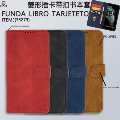 IPHONE 15 FUNDA DE LIBRO TARJETERO CON SOLAPA ROMBO